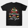 Camiseta de Manga Corta para Hombre y Mujer, Árbol de Navidad, Papá Noel, Muñeco de Nieve, Navidad, Año Nuevo, Camiseta Corta Holgada de Talla Grande