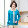 Camiseta Básica Feminina de Meia-Idade 2023 Novo Estilo Roupa de Mãe Gola Pontuda Outono Manga Longa Top de Tricô Estilo Versátil da Moda