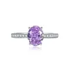 Anel de luxo leve e moderno com diamante de alto carbono cor Violeta, lapidação Flor de Gelo, design de nicho feminino, anel Oval cor amarelo ganso em estoque