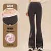 Pantalones de Yoga Micro Acampanados Forrados de Polar para Mujer, Ropa de Abrigo, Novedad Otoño/Invierno 2026 Cintura Alta Control de Abdomen Extra Largos para Personas Altas Pantalones Acampanados Tiburón