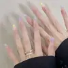 Explosões do TikTok Usam Armadura Armadura Pré-fabricada Senso de Alta Qualidade Pó de Glitter Neon Patch de Manicure Feito à Mão Unhas Postiças Pequenas e Frescas