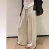 Pantalones Casuales de Lino Rayados de Pierna Ancha, Estilo Coreano, Simples, Versátiles y Cómodos para Mujer 2025 Otoño, Pantalones Rectos de Cintura Alta para Mujer