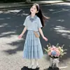 Conjunto de Moda para Niñas Falda Elegante y Estilosa Verano 2026 Nuevas Llegadas Falda Estilo Escolar para Niñas Grandes Conjunto de Dos Piezas