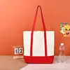 Bolsa de Lona Patchwork Bolso de Mano para Compras Gran Capacidad Bloques de Color LOGO Personalizado Bolsa de Lona Ecológica Hecha a Medida DIY