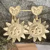 ZA tendencia de personalidad transfronteriza simple moda aleación girasol colgante pendiente de gota de amor exagerado nicho todo-partido