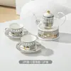 Juego de Tetera de Cerámica Resistente a Altas Temperaturas con Flor Pintada en Oro, Portavelas, Tetera de Vidrio, Frutero, Juego de Té de la Tarde de Lujo Ligero