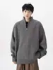 Suéter de Medio Zip para Hombre Otoño/Invierno 2026, Estilo Coreano Holgado, Suéter de Punto Sencillo con Cuello Campana, Prenda Superior Lisa de Alta Calidad