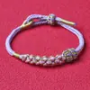 Trenzado Fino No. 72 Pulsera de Cuerda de Ocho Hilos Flor de Durazno Producto Terminado para Damas para Regalar a Mejores Amigas y Amigas. Suministro Mayorista de Cuerda Roja Antigua