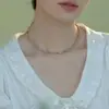 Colar de Pérola de Água Doce Natural Pérola Roxa Feminino Luxo Leve Corrente de Clavícula de Alta Qualidade Corrente de Colar Simples Novo Estilo Elegante para Mulheres