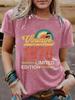 Camiseta de manga curta com gola redonda estampada Vintage 1979, nova para o verão, confortável, com senso de design, em estoque na Europa e América