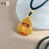 Cabaça em forma de Oco Padrão Cor Óleo Gota Moiré Padrão Retro Estilo Areias Antigas Colar de Ouro Pingente Fulu Jóias