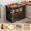 Prateleira de Cozinha Multifuncional Mesa de Corte de Legumes Bancada Armário de Chão Multicamadas Armazenamento de Micro-ondas Armário Lateral Doméstico