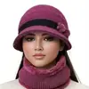 Chapéu de mãe para mulheres de meia-idade e idosas outono e inverno quente com forro de veludo chapéu de lã tricotado espesso proteção contra o frio chapéu de pescador para vovó senhora idosa