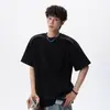 Camiseta de Manga Corta para Hombre con Diseño Decorativo de Cremallera Desconstruida Estilo Americano, Verano Ajuste Holgado, Top Casual Versátil de Gama Alta, Moderno