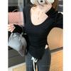 Primavera e Outono Nova Modal Algodão Irregular Split Manga Comprida T-shirt Feminina Slim-fit Slimming Spice Girls Niche Base Shirt
