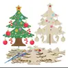Enfeites de Árvore de Natal 3D de Madeira Transfronteiriços Artesanato Natal Criativo Casa DIY Grafite Pingente de Bola de Natal de Madeira