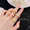 Mismo estilo que la celebridad de TikTok estilo retro corte vintage estilo francés lujo ligero alta calidad anillo incrustado de diamantes diamante de color súper brillante