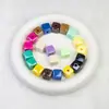 Ding Yi Lua Fria coloridas quadradas galvanizadas acrílico contas soltas furo reto com furo para passar fio contas diy acessórios para corrente de celular