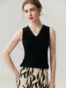 Camisole de Malha 100% Caxemira Kang Sai Ni para Mulheres Decote V Ajuste Slim Costela Vertical Valoriza Camisa Interna Camisa de Camada