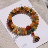 Pulseira de Raiz de Bodhi de Dunhuang Rica em Cores com Contas de Ábaco Tradicionais Chinesas, Estilo de Círculo Duplo para Mulheres Brincarem, Contas de Oração Budistas para Atacado