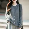Cárdigan de forro polar para mujer, listo para usar, con cuello redondo, tacto suave y afelpado, con cuello y puños enrollados naturalmente, perfecto para un look relajado y casual