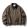 Chaqueta de trabajo retro estilo japonés Rumeng con solapa y bloques de color para hombre, abrigo casual piloto transpirable de moda para otoño