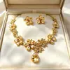 Conjunto de Colar e Brincos Zi Yu Europeu e Americano para Mulheres Joias Transfronteiriças Liga de Zinco com Strass Decorações de Noiva Casamento Flores Estilo Retrô