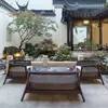 Nuevo Sofá de Mimbre Estilo Chino, Silla de Mimbre para Exteriores, Jardín al Aire Libre de Villa, Patio de Calle Comercial, Muebles de Juego de Sofá de Mimbre Imitación