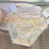 Carta de amor da lua de neblina ~ Roupa íntima de cetim francesa de luxo leve, calcinha de cintura média feminina sexy de renda e algodão, virilha confortável