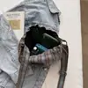 Bolso de mano rayado estilo coreano para mujer, Bolso tipo cubo versátil para ir al trabajo, Bolso casual de nailon con bloques de color de nicho, Bolso de hombro, Bolso cruzado