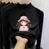 Top Básico de Manga Larga Casual De Rong para Niños Colección Otoño/Invierno 2026 Nuevo Top de Otoño para Niñas con Cuello Semi-Alto