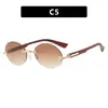 Gafas de Sol Ovaladas Kedun Sin Marco con Borde Cortado Modelo Ins Gafas 2024 Nueva Moda Pasarela Estilo Callejero Gafas de Sol