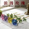 Cristal Rosa Flor Eterna Artificial Regalo de San Valentín Cumpleaños Adorno Decoración Creativa para el Hogar para Entrada Gabinete de TV