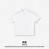 Ropa Masculina RS Estilo Británico Transfronterizo Camiseta de Manga Corta con Cuello Henry V para Hombre con Diseño de Botones de Raya de Color Contrastante y Mangas Cortas Elásticas