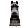 Vestido Longo Camisola Estilo Suave Feminino Cintura Apertada Verão Doce Estilo Menina Spice Design Listrado Vestido de Nicho