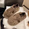 Zapatos peludos de suela gruesa estilo francés para mujer, para uso en exteriores, Novedad Otoño/Invierno 2026, Mocasines sin cordones, Calidez con felpa adicional, Zapatos Birkenstock