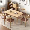 Mesa de comedor simple y moderna para apartamentos pequeños, adecuada para uso doméstico, restaurantes de comida rápida y espacios comerciales; mesa rectangular para propiedades de alquiler