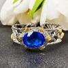 Pendientes y pulsera de diamantes amarillos con colgante de palaiba brillante, anillo abierto, traje de tesoro de color verde oliva, artesanía italiana