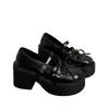 Zapatos Mary Jane de Cuero Negros con Punta Redonda, Boca Baja y Suela Gruesa para Mujer, Nuevo Estilo Verano 2026, Zapatos de Tacón Grueso Estilo Francés para Combinar con Faldas