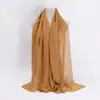 Bufanda de Algodón para Mujer de un Solo Color, Transpirable, Color Sólido, Moda, Algodón-Lino de Sarga, Hilo Plateado, Arrugada, Plisada, Pañuelo de Cabeza de Exportación