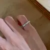 Anillo Cepillado Popular con Patrón de Bambú de Xiaohongshu, Anillo Vintage para el Dedo Índice, Lujo Ligero, Versátil, Adecuado para Viajar al Trabajo, Retro, Apilable, Venta al por Mayor de una Pieza