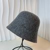 Chapéu de pescador padrão de metal de lã feminino outono e inverno estilo japonês vintage all-match balde de aba larga rosto redondo quente cobrindo o rosto chapéu de panela