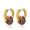 Brincos estilo europeu e americano elegantes retrô rosquinha pedra natural brincos design de nicho brincos de alta qualidade