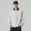 Chegada Nova Outono 2026: Moletom Masculino Solto, Confortável, Versátil, Casual, Moderno, de Manga Longa, com Patchwork em Tricô no Estilo Celeiro