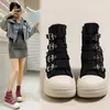 Yueyu Aumento de Altura Interior 6.5cm Zapatos de Lona de Caña Alta Versátiles para Mujer Transpirables Zapatos con Suela Gruesa para Aumentar la Altura para Mujeres