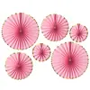 6 Un juego de abanicos de flor de papel hechos a mano redondos de una sola capa juego de abanico de papel flor de abanico decoración de fiesta de boda cumpleaños