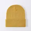 Gorro de tricô vintage de cor sólida com topo reto para outono e inverno para homens e mulheres, chapéu simples de lã liso, gorro quente de tricô para estudantes