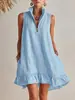 Nuevo vestido de color liso 2026 de Amazon con cuello en V sin mangas estilo europeo y americano para vacaciones de verano primavera-verano transfronterizo