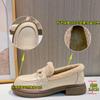 Mocassins de Couro Genuíno para Mulheres 2025 Inverno Novo Estilo Forrado com Lã Quente Bico Redondo Retrô Estilo Britânico Sapatos da Moda Sapatos Versáteis