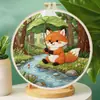 Kits de Bordado Semi-Acabados DIY de Venda Quente Transfronteiriça com Cena de Pesca Fox Creek para Decoração de Sala de Estar e Quarto, Atacado de Fábrica